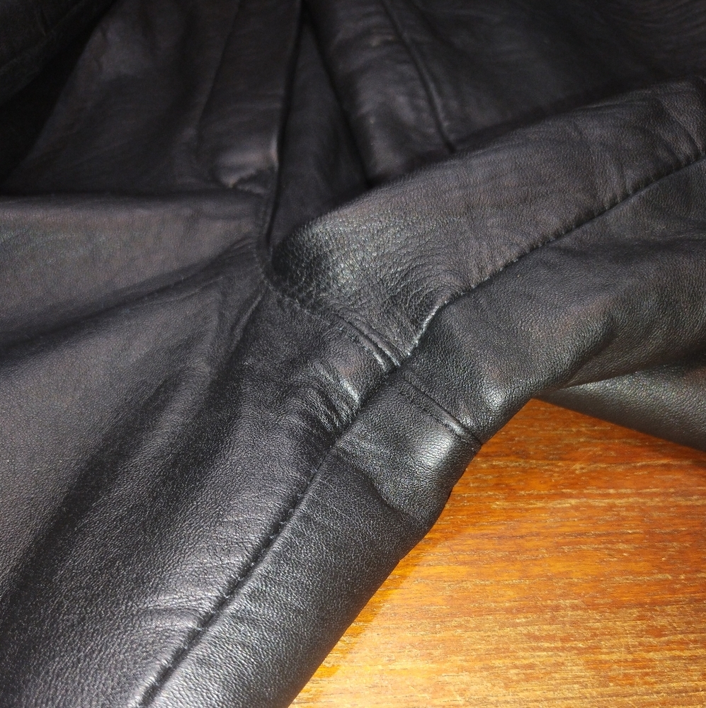 Black Genuine Leather Pants, Old Mill High Quality 15-Inch Waist 32-Inch Inseam - Picture 11 of 16